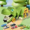 Almencla Dinosaur Transport Truck with Mini Cars Portable Novelty Storage Dinosaur Car Vehicles Playset for Kindergarten Birthday Gift, 6 Small Cars view 3