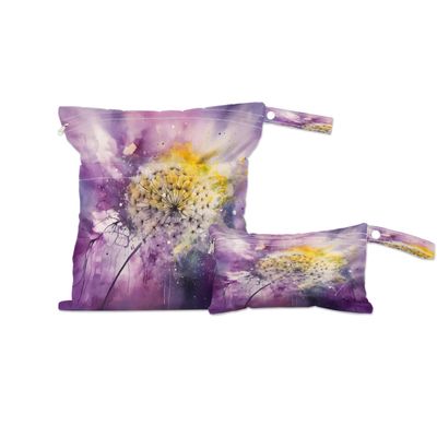 Wet Bag 2Pcs Wet Dry Bag Waterproof Travel Laundry Bags Dandelion Swimsuit Bags Storage Cloth Diaper Wet Bags Bathing Suit 0rganizer Bags for Beach, Yoga, Gym, Pool