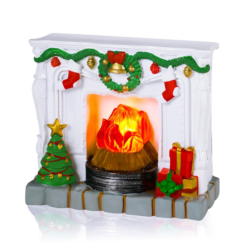1: 12 Scale Mini House Furniture and Accessories Christmas Miniature Fireplace Mini Resin Fireplace for Mini House Christmas Decoration Xmas Gift