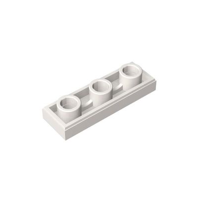 Gobricks 35459 1x3 Tile Special Inverted With Center Hole, White, 50 pcs