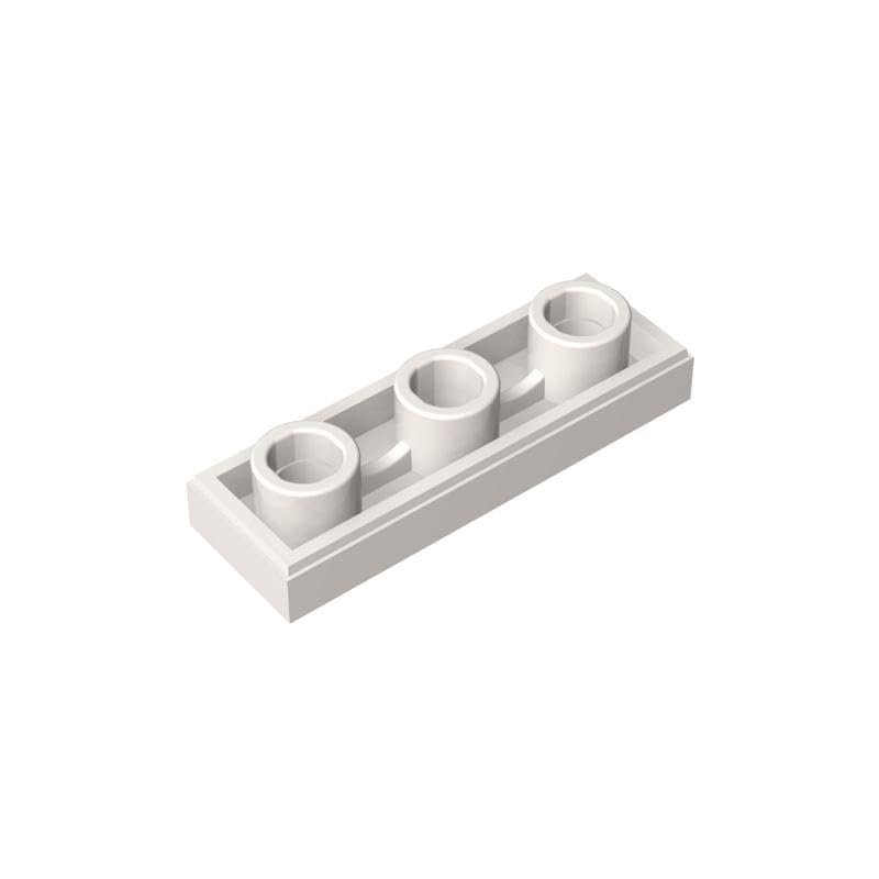 Gobricks 35459 1x3 Tile Special Inverted With Center Hole, White, 50 pcs