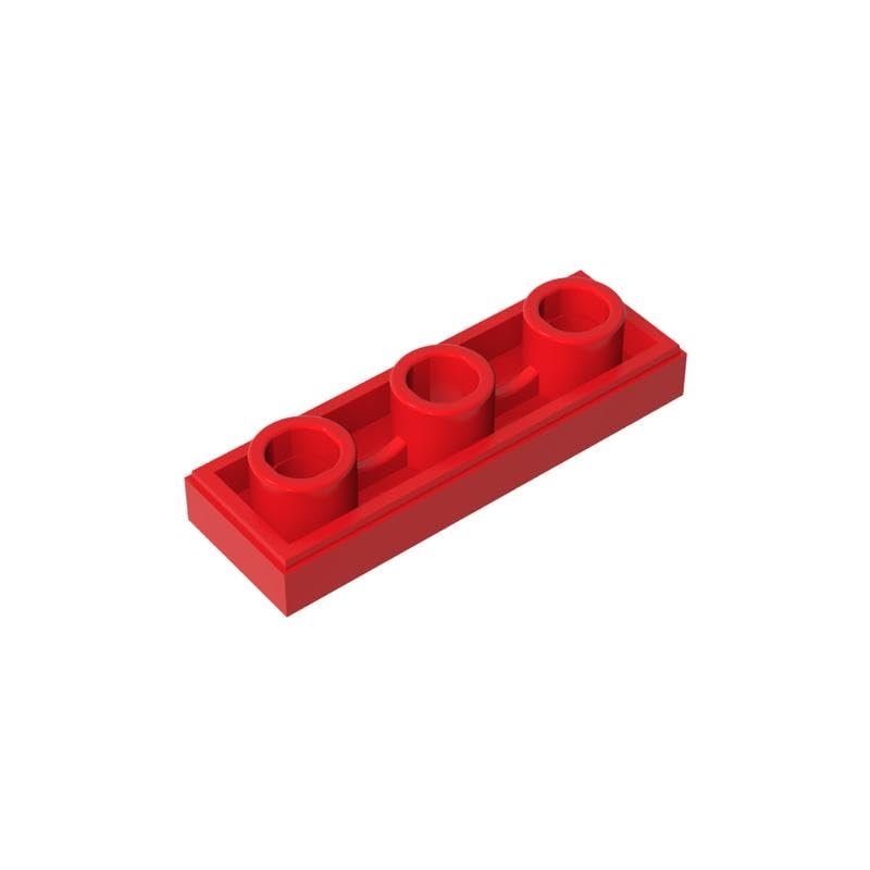 Gobricks 35459 1x3 Tile Special Inverted With Center Hole, Red, 50 pcs