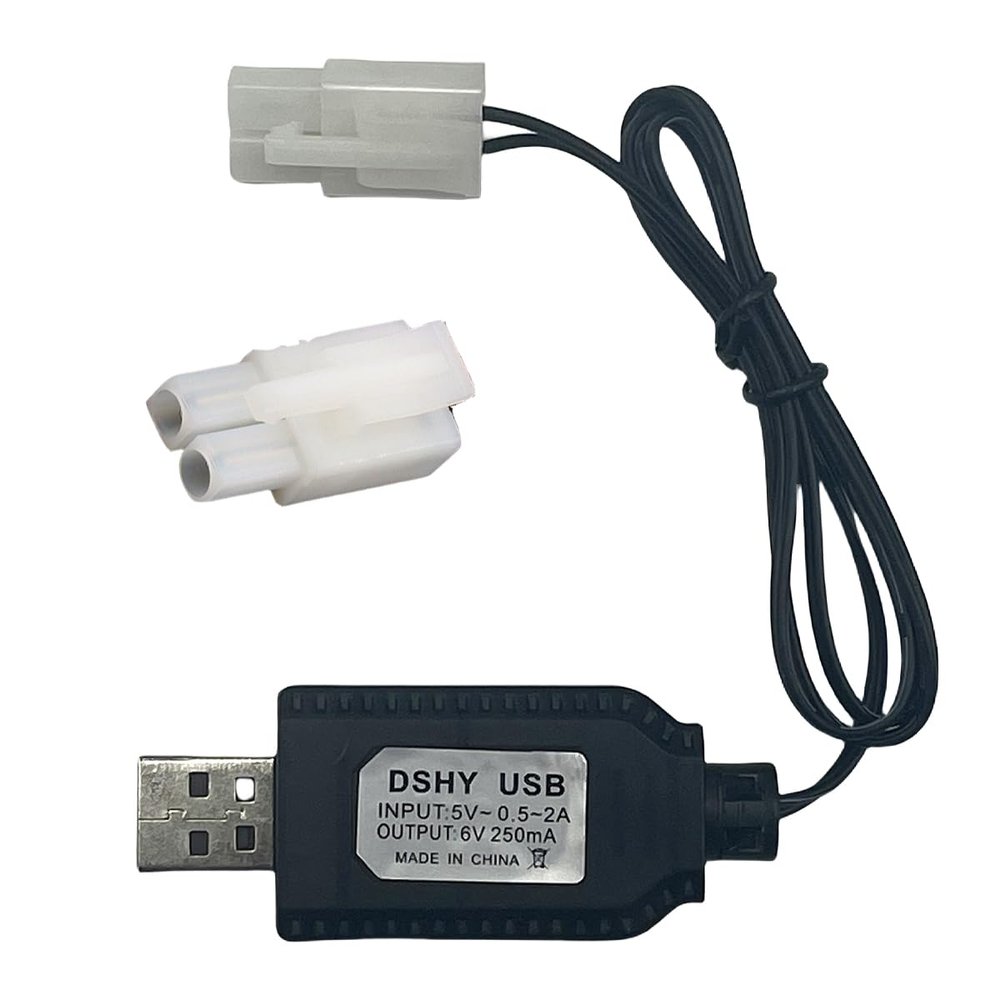 6.0V NiMH/NiCd Battery Charger Cable with Standard Tamiya Plug Compatible RC Car RC Tank RC Plane RC Boat and Other Remote Control Toys for Universal 6.0V Lipo Battery USB Charger (1)