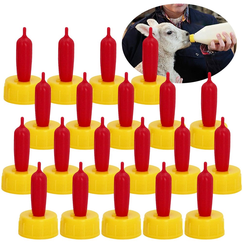 20-PCS Goat Nipples Nipple Soft Rubber Pacifier for Feeding Pup Foal Calf Small Animal Screw On Sprite Coke Soda Bottle (Yellow)
