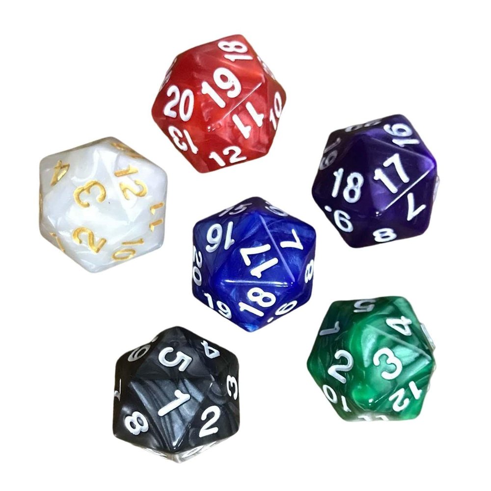 6Pcs D20 Polyhedral Dices 20 Sided Dices Set for Bar KTV Role Playing