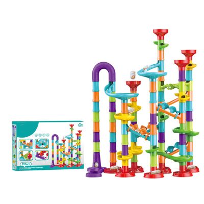 Construction Building Block Maze Toy,Marble Run Race Toy Set,Roll Ball Track Building Blocks Colorful Stereoscopic Maze Stacking Toys for Toddler Early Education