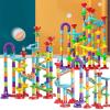 Construction Building Block Maze Toy,Marble Run Race Toy Set,Roll Ball Track Building Blocks Colorful Stereoscopic Maze Stacking Toys for Toddler Early Education view 2