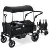 ELEMARA Foldable Wagon Stroller, Stroller Wagon for 2 Kids, Premium All Terrain Wagon for Kids with Removable Canopy, Adjustable Push/Pull Handle, Harnesses, Large Storage Bag, Black view 1