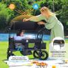 ELEMARA Foldable Wagon Stroller, Stroller Wagon for 2 Kids, Premium All Terrain Wagon for Kids with Removable Canopy, Adjustable Push/Pull Handle, Harnesses, Large Storage Bag, Black view 4