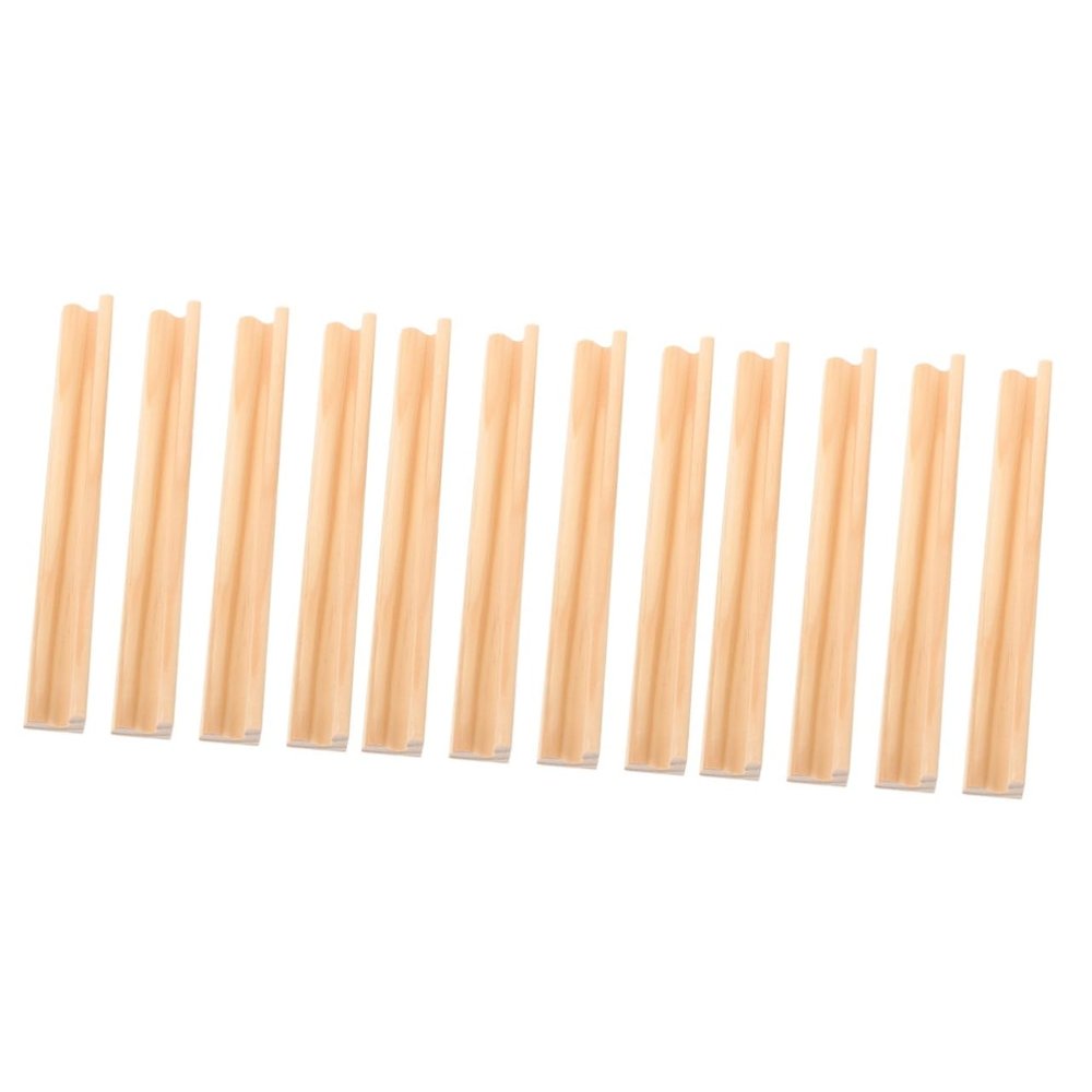 CHILDWEET 12pcs Natural Domino Bases Desktop Domino Racks Holder Trays for Boys and Girls