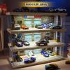 Saichotoy Storage for Hot Wheels: Toy Car Parking Garage Diorama with Lights - Freestanding Display Case for 1/64 Scale Diecast Cars with 4 Levels 24 Spots Maximum 40 Cars view 4