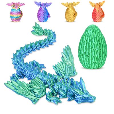 Balkwan Winged Dragon Surprise Egg 3D Printed Dragon Eggs with Dragon Inside Collectible Fantasy Dragon Desk Toy Gifts for Kids Adults Christmas Easter Birthdays Holiday Decor(Christmas Green,Medium)