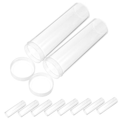 CAXUSD 10pcs Collectibles Coin Holder Tube Storage Case Lids Easy to Use Coin Organizer