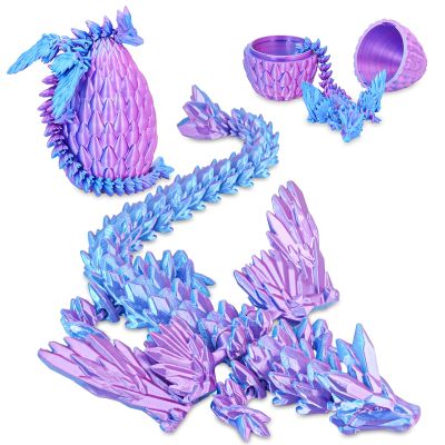 Balkwan Winged Dragon Surprise Egg 3D Printed Dragon Eggs with Dragon Inside Collectible Fantasy Dragon Desk Toy Gifts for Kids Adults Christmas Easter Birthdays Holiday Decor(Purple,Large)