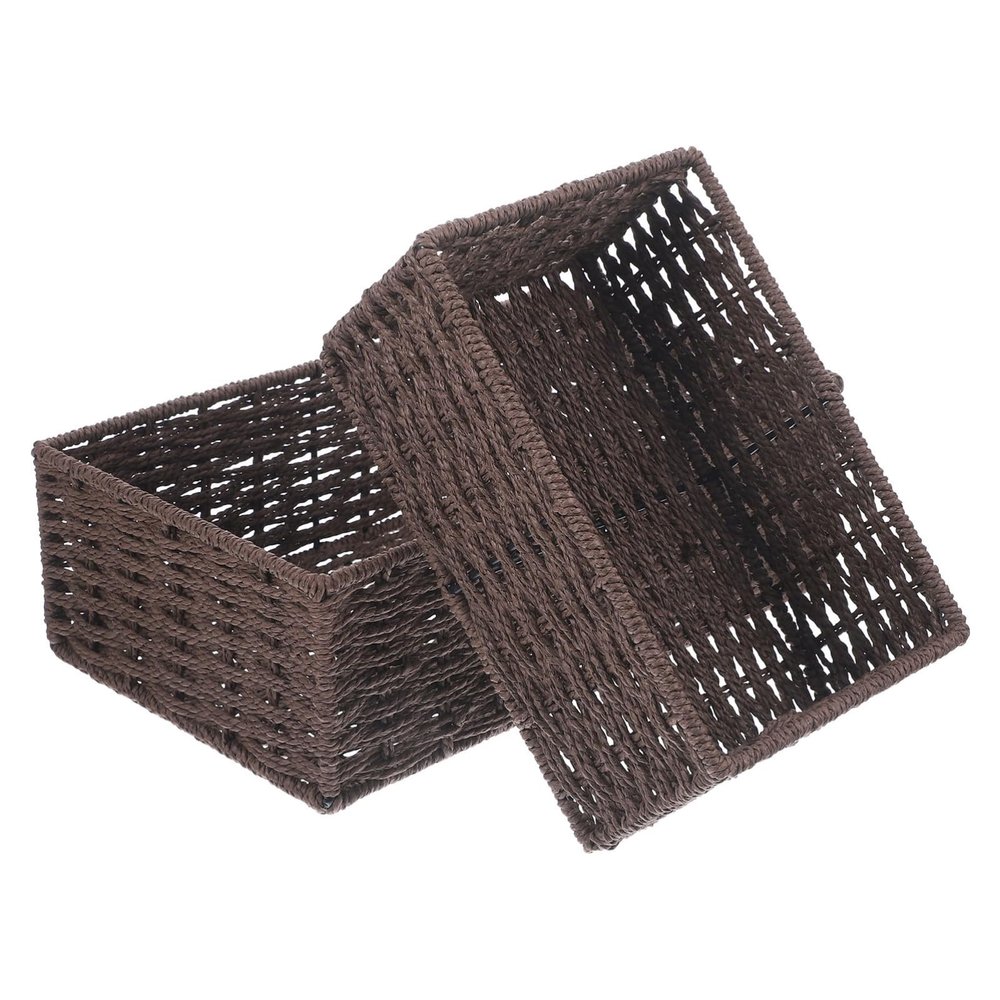 ABOOFAN 2pcs Decorative Woven Storage Paper Rope Organizer for Desk Nursery Bathroom Living Room Multi-functional Bins for Clothes Books Towels