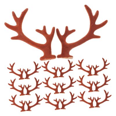 NOLITOY 20pcs Flocking Deer Horn Hair Accessories for Headdress Making Cute Antler Decorations for Christmas Parties and Craft Projects