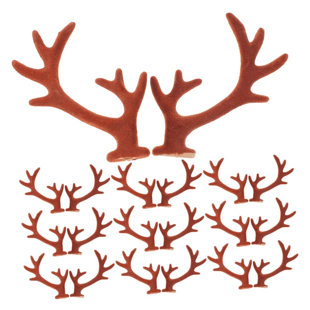 NOLITOY 20pcs Flocking Deer Horn Hair Accessories for Headdress Making Cute Antler Decorations for Christmas Parties and Craft Projects