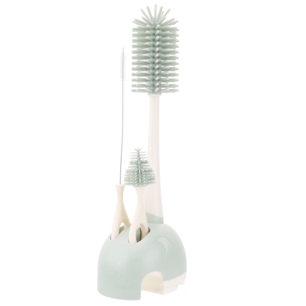 BESTonZON Silicone Feeding Bottle Cleaning Brush Set Pacifier and Straw Brush and Flexible Design for Effortless Cleaning of Bottles and Water Containers Light Green