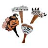 12 Pack Halloween Happy Birthday Cake Topper Halloween Decorations Black Glitter Half Moon House Pumpkin Ghost Bat Themed Halloween Party Decoration Supplies view 1