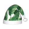 SamLng Cute green palm leaves Christmas Hat  Xmas Headwear, Soft Plush Comfort Cap for Holiday, New Year, Halloween Parties view 1