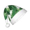 SamLng Cute green palm leaves Christmas Hat  Xmas Headwear, Soft Plush Comfort Cap for Holiday, New Year, Halloween Parties view 2