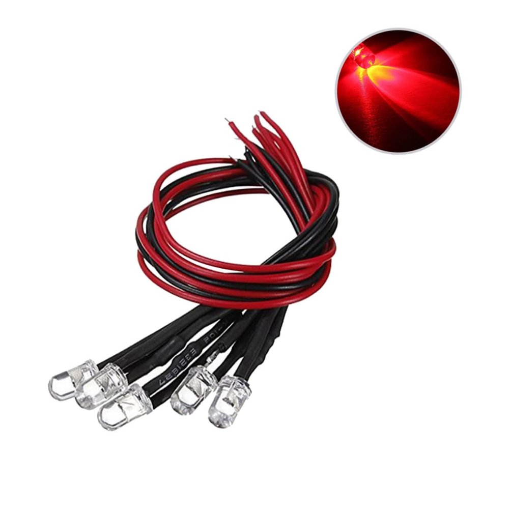 Cabilock 10pcs Pre-Wired Round Led Bulb Lamp for Rc Cars and Toys Bright for Easy Installation and Long Lifespan