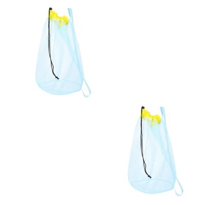 DEARMAMY 2pcs Beach Toys Storage Mesh Bag for Boy Girl Lightweight Drawstring Pouch for Sand Digging Tools and Gardening Accessories for Outdoor Activities Camping and Swimming