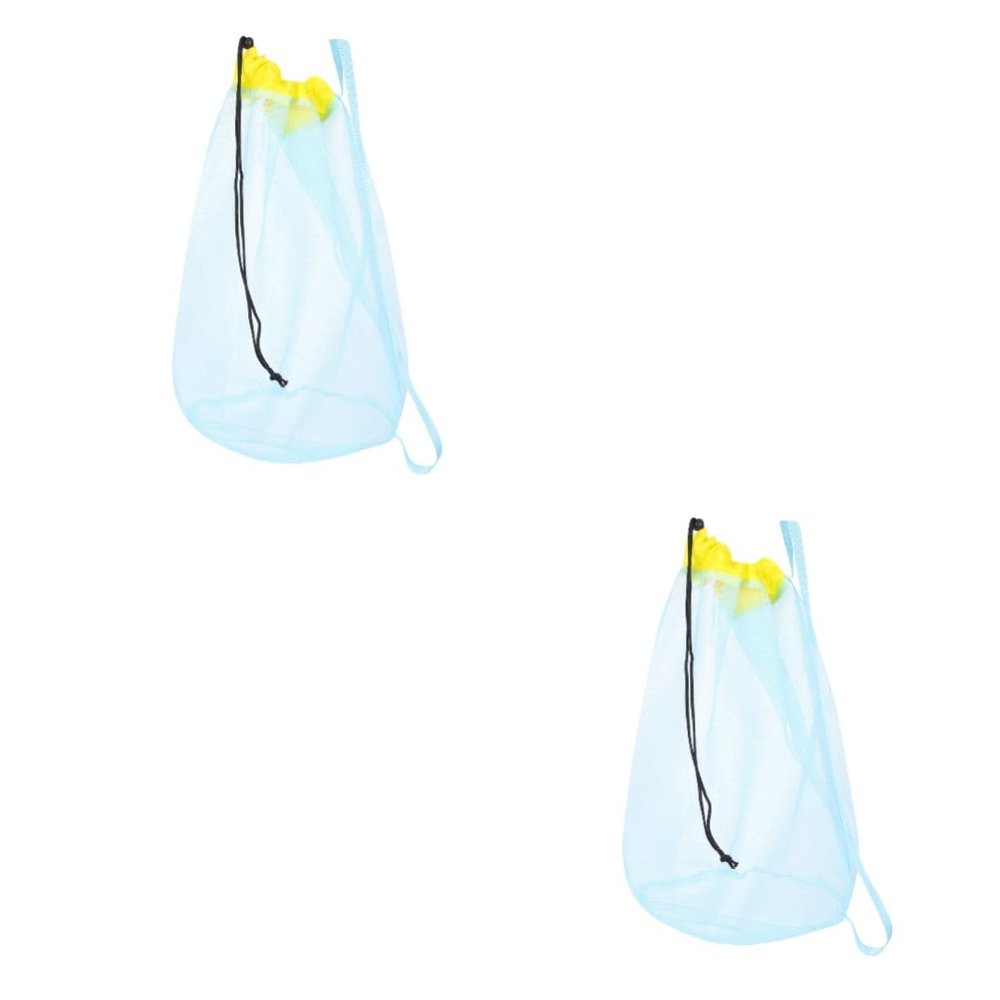 DEARMAMY 2pcs Beach Toys Storage Mesh Bag for Boy Girl Lightweight Drawstring Pouch for Sand Digging Tools and Gardening Accessories for Outdoor Activities Camping and Swimming