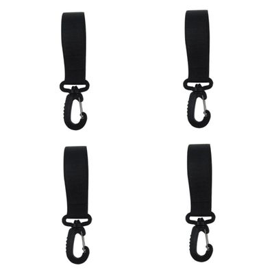 COOLHIYA 4pairs Rotating Stroller Hooks Multi-Function Hanger Clips for Bags Diaper and Easy Installation Black