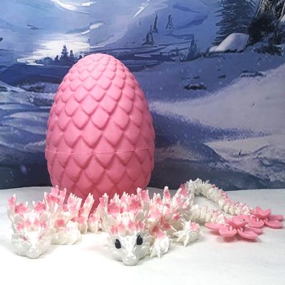 2pcs 3D Printed Articulated Dragons with Egg, Articulated Mother and Child Cherry Blossom Dragon, White and Pink Dragons, Fidget ADHD Toy Gift for Mom MCD016-04-PE