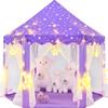 CUBNBUD Princess Tent with Large Star Lights for Girls Age 4-7, Kids Play Tent for Indoor, Castle Playhouse for Toddlers, Purple Princess Toy 55x53 inch view 1