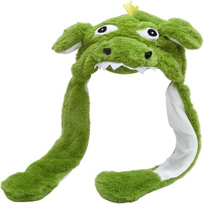 Animal Dinosaur Hat Plush Ear Kids Adults Cute Flap Moving Jumping Hat