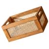 ABOOFAN Retro Woven Basket Storage Box Wooden Lids Outdoor Storage Bin for Shelves view 1
