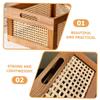 ABOOFAN Retro Woven Basket Storage Box Wooden Lids Outdoor Storage Bin for Shelves view 2