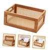 ABOOFAN Retro Woven Basket Storage Box Wooden Lids Outdoor Storage Bin for Shelves view 3