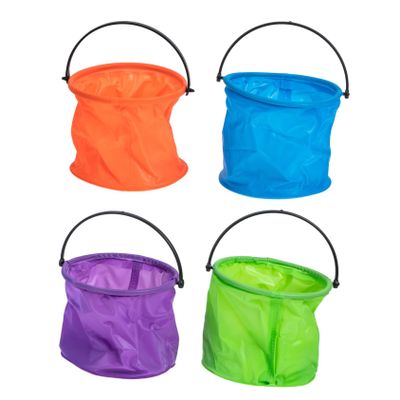 BUTIFULSIC 4pcs Foldable Fishing Bucket Portable PVC Painting Pen Washer Collapsible Outdoor Water Container for Students Art Supplies Camping and Gardening Random Colors