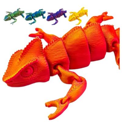 3D Printed Lizard Flexible Joint Animal Lacertid Figurines Stress Relief 3D Print Chameleon Home Tabletop Ornaments Animal Lacertid Figurines Stress Relief Crawling Lizard Model (Black)