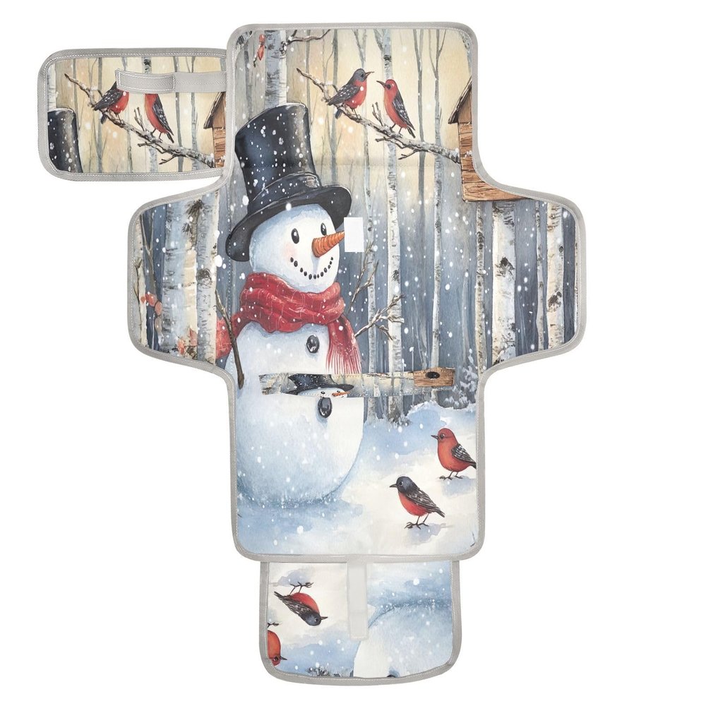 Kigai Christmas Snowmen Diaper Changing Pad for Boys and Girls Waterproof Foldable Portable Changing Pad Travel Baby Changing Pad