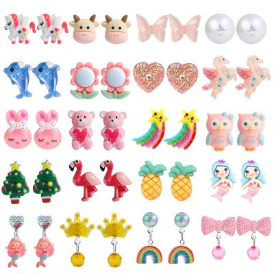 DEVIENG Clip On Earrings Hypoallergenic Clips Earrings Sets Suitable for Ages 4-12 Little Girls, Cute Small Clips On Earrings Jewelry Gifts Set (Clip On Earrings-20 Pairs)
