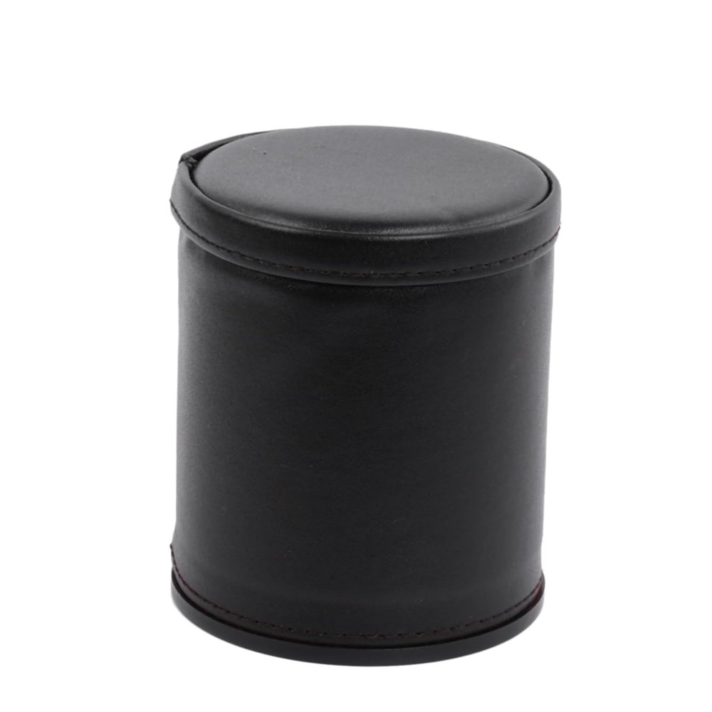 WHAMVOX Mute Dice with Pu Leather Cup Felt Lining PVC Dice Included Parties Camping and Game Black