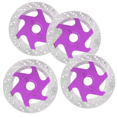Masyrt Universal Aluminum Alloy 4PCS RC Car Brake Disc with 1/10 Metal Hex Adapter for Remote Control Cars - High Performance Accessory (Purple)