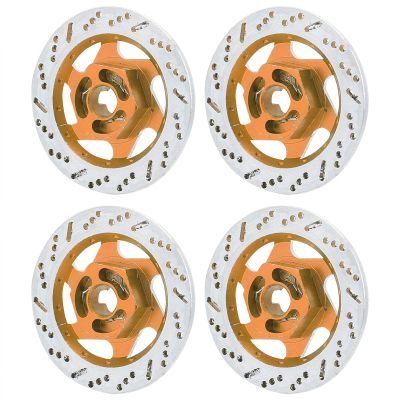 Masyrt Universal Aluminum Alloy 4PCS RC Car Brake Disc with 1/10 Metal Hex Adapter for Remote Control Cars - High Performance Accessory (Gold)