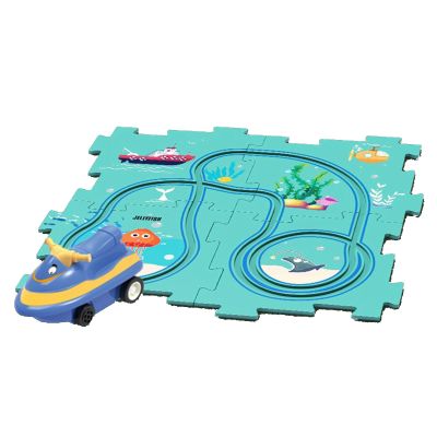 Puzzle Racer Kids Car Track Set for Kids, Educational Puzzle Racer Car Track Set for Boys and Girls 3 4 5 6 7 8 Year Old (Ocean, PCS, 5)