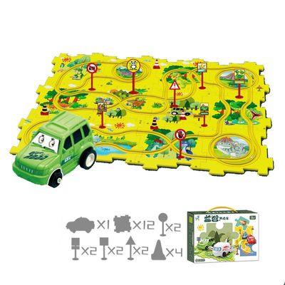 Puzzle Racer Kids Car Track Set for Kids, Educational Car Race Track for Boys 3 4 5 6 7 8 Year Old (Dinosaur, PCS, 25)