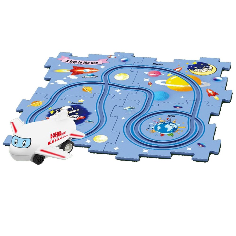 Puzzle Racer Kids Car Track Set for Kids, Educational Puzzle Racer Car Track Set for Boys and Girls 3 4 5 6 7 8 Year Old (Space, PCS, 5)