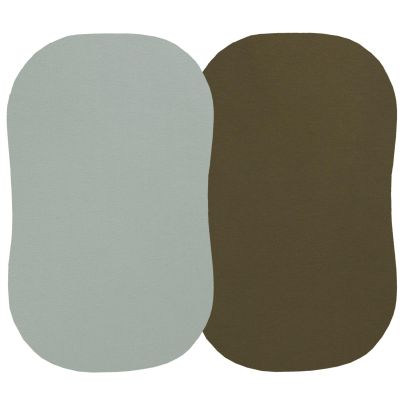 100% Organic Cotton Bassinet Sheets Compatiable with Halo Bassinest Swivel Sleeper, Jersey Knit Fitted Sheets for Baby Boys and Girls, 2 Pack, Olive and Sage