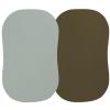 100% Organic Cotton Bassinet Sheets Compatiable with Halo Bassinest Swivel Sleeper, Jersey Knit Fitted Sheets for Baby Boys and Girls, 2 Pack, Olive and Sage view 1