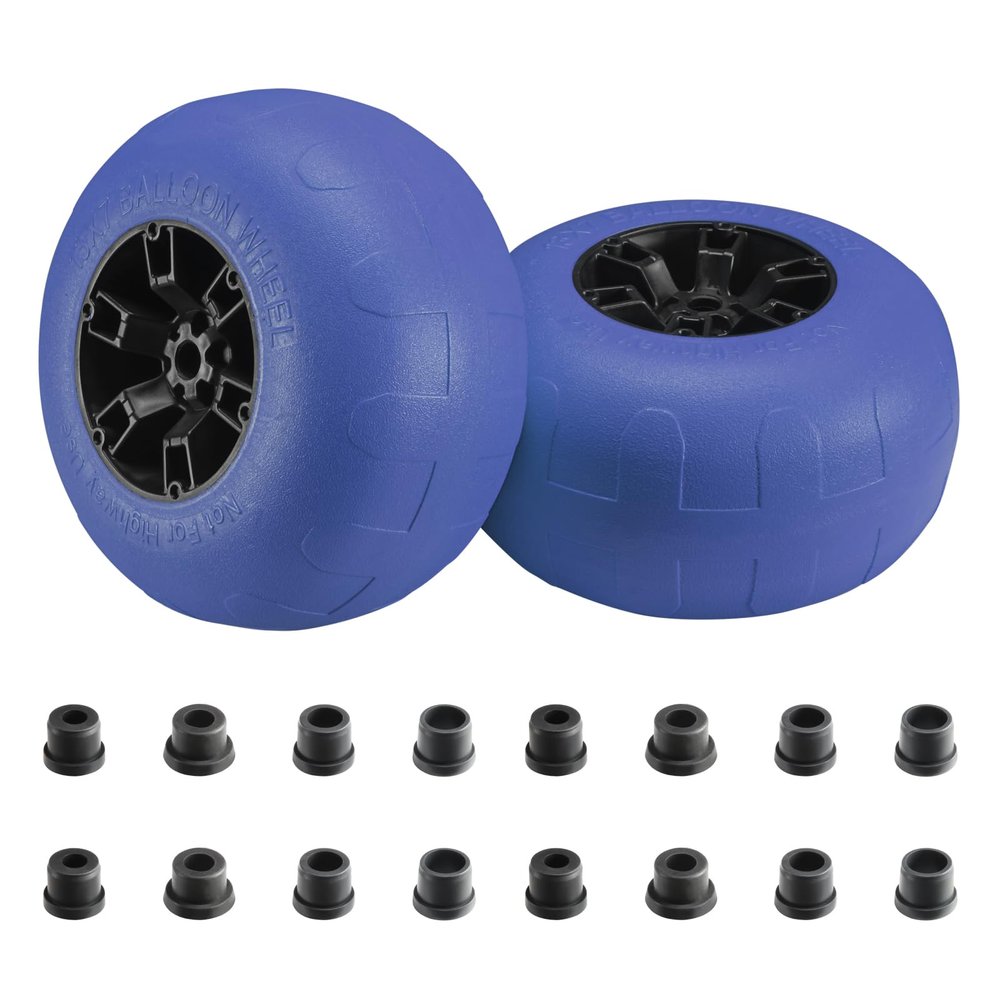 Beach Balloon Wheels, 13" Flat-Free Solid PU Beach Cart Tires Replacement Big Sand Wheels for Beach Buggy, Kayak Trolley, Canoe Cart, Rolling Walker, Garden Cart, Wheelchair & Buggy, 2-Pack