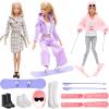 13 Pcs Doll Winter Clothes and Accessories - 3 Set Dolls Winter Coat Clothes, 2 Pairs of Shoes and 8 Pcs Skiing Accessories for 11.5 Inch Girl Doll Winter Playset view 1