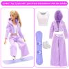 13 Pcs Doll Winter Clothes and Accessories - 3 Set Dolls Winter Coat Clothes, 2 Pairs of Shoes and 8 Pcs Skiing Accessories for 11.5 Inch Girl Doll Winter Playset view 4